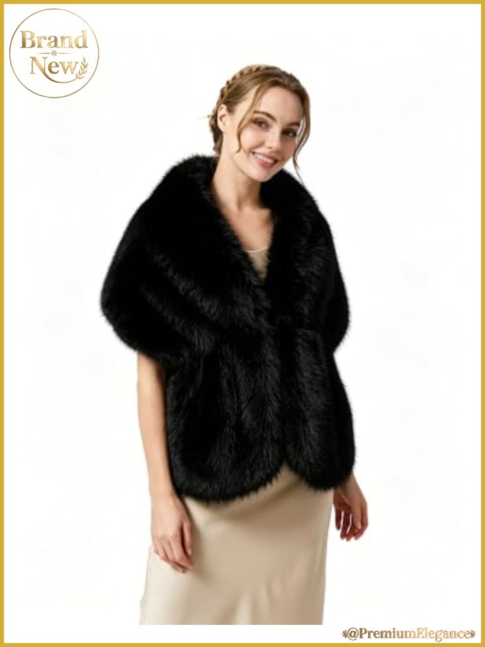 Faux Fur Shawl Wrap Elegant Evening Stole Scarf for Women